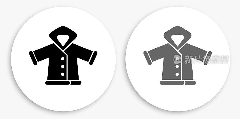 Winter Jacket Black and White Round Icon